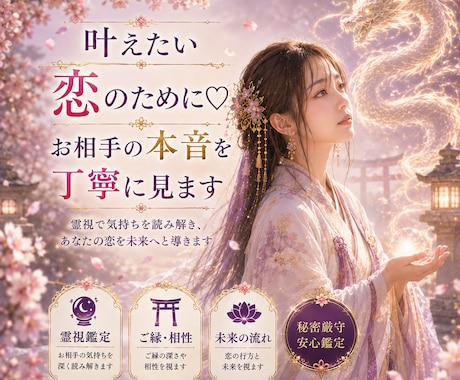 叶えたい恋のために♡お相手の本音を丁寧に視ます 片想い 復縁 遠距離 同性恋愛…言えない恋もご相談ください♡ イメージ1