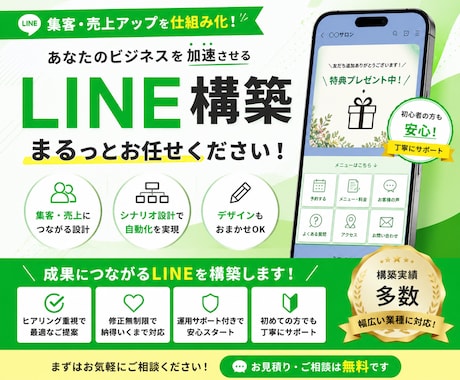 公式LINE構築｜ステップ配信からサポートします 最短2日納品、ステップ配信7通＋リッチメニュー切替など イメージ1