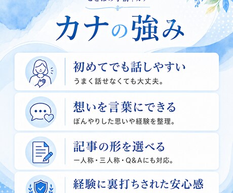 等身大の想いを記事にします 「伝えたい」はある。「文章」がまだない。私がお手伝いします。 イメージ2