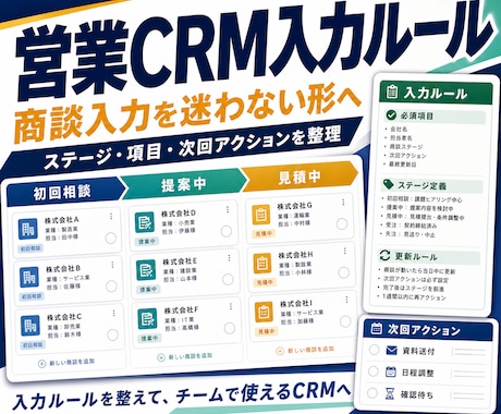 営業CRM入力ルールを作ります 商談入力を迷わない形へ整備します イメージ1