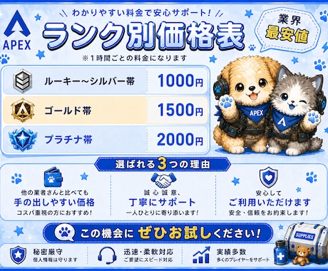 Apex Legendsランク同行、キャリーします PC・CS対応 ダイヤまでキャリーします♪ イメージ2