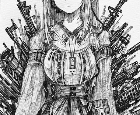 アナログイラスト描きます モノクロのペン画、水彩絵の具・色鉛筆で 