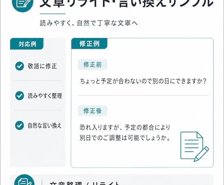 メール文・文章リライトを自然で丁寧に整えます 初回歓迎｜失礼のない自然な文章にします イメージ2