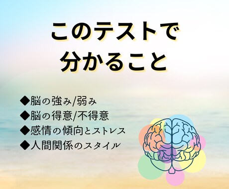 あなたの本当の「得意」を見つけます 脳科学にもとづくテストと解析であなたの脳傾向が分かります イメージ2