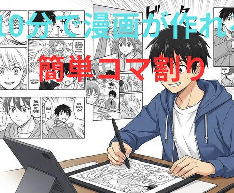１０分で漫画作成コマ割りテンプレートからできます AIイラストから本格的な1ページ漫画が作成できるツール完成！ イメージ1