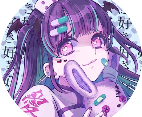 パステル画 アート イラスト クレヨン 一点物 病みかわいい 闇かわいい