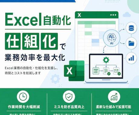 ExcelとAIで面倒な業務を自動化します 面倒な繰り返し作業、仕組みで解決します イメージ1