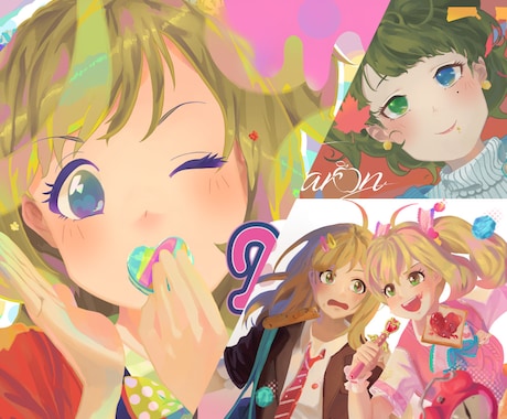 商用OK！アイコン・ヘッダー・立ち絵をお描きします 線画なしの味あるテイストで老若男女ジャンル問わず幅広く対応！ イメージ1