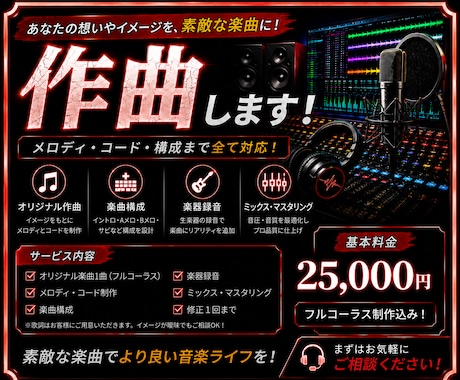 プロがオリジナル楽曲を作曲・編曲します あなたのイメージを形にします！ イメージ1