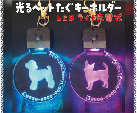 わんちゃんのお名前 彫刻致します めっちゃカッコイイ！✨光る✨ペットたぐ キーホルダー 迷子札 イメージ1