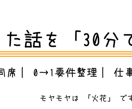 散らかった話を30分で1枚化します 会話が発散してもOK。整理役として同席します イメージ1