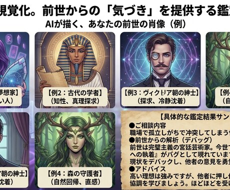 前世を視覚化！辛口鑑定で現状をデバックします 癒やし不要の現実派鑑定。前世のビジュアルイメージ画像付き イメージ2