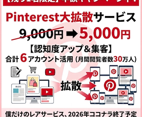 月間閲覧者数約30万人＆5個の垢を使って拡散します イメージ1