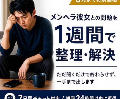 メンヘラ彼女との問題を1週間で整理・解決します 同じ沼を抜けた経験者が、ただ聞くで終わらせず一手まで出します イメージ1