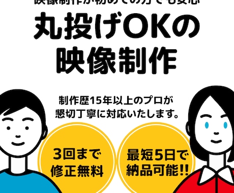 丸投げOK！最短５日納品！柔軟に映像制作いたします 個人／法人を問わずご要望に応じたデザイン性の高い映像を制作 イメージ1