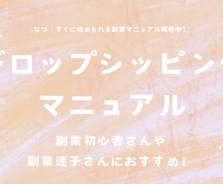 ドロップシッピングのマニュアルをお送りします 副業初心者さんや副業迷子さんにオススメ！ イメージ1