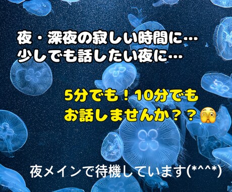 ちょっとでも話したい！そんな時の話し相手になります 夜・深夜のあなたの気持ちを吐き出す場所を作りました！ イメージ1