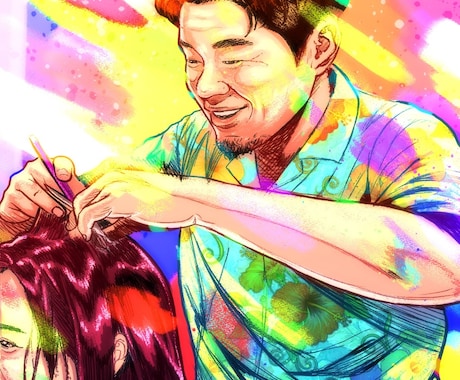 極彩色でビビッドな「生きている似顔絵」を描きます イメージ1