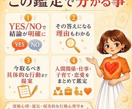 YES/NO鑑定で人生が変わる 4大運命鑑定します ズバッと答えます！【人間関係・仕事・子育て・恋愛】 イメージ2