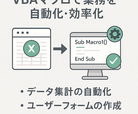 Excel自動化｜VBAで業務効率化ます 面倒な日常業務をVBAで自動化！ イメージ1