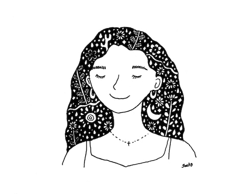 あなただけの特別な似顔絵描きます 手描きのイラスト。地球や宇宙との一体感を感じられます。 イメージ1