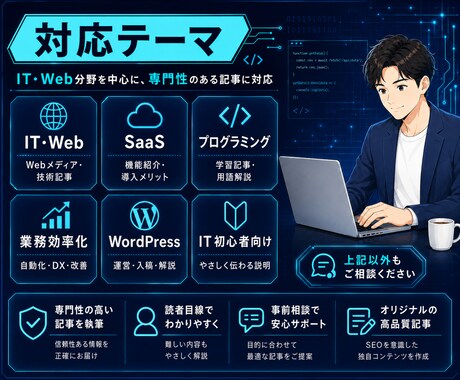 現役SEがIT・Web記事を作成します 専門的な内容も初心者向けに整理します イメージ2