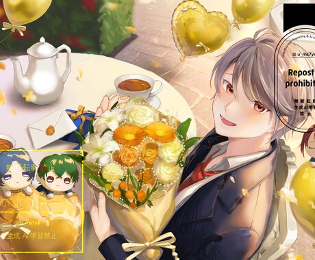高クオリティ！サムネやオタ活用のイラスト描きます サムネイルやお祝い絵、フラスタ用のイラスト（全身可） イメージ2