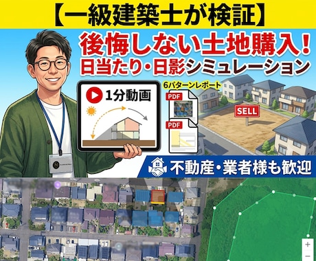 一級建築士が土地の日当たりシミュレーションします 数千万の決断の前に！動画とPDFで1年の日当たりを徹底検証 イメージ1
