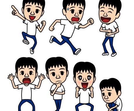 コミカルな2.5頭身の人物イラストを描きます 挿絵やアイコンに最適。ショートアニメ作者が描く人物イラスト。 イメージ2