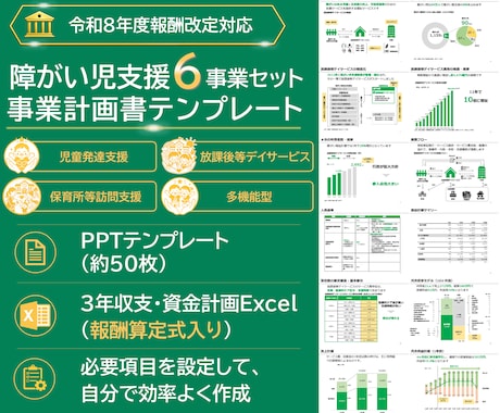 障害児支援の事業計画書式！6事業セット販売します イメージ1