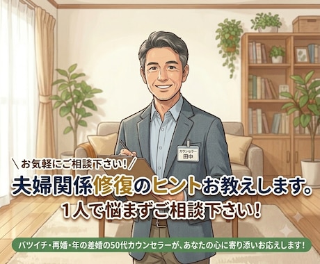 結婚生活のお悩み相談にのります 誰にも言えない話打ち明けませんか？ イメージ1
