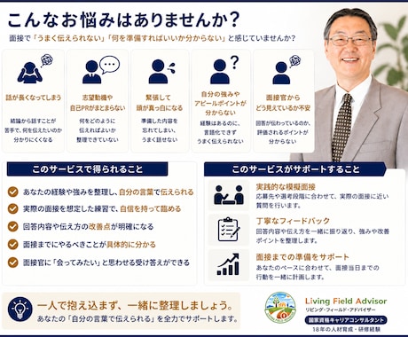 転職面接を想定した模擬面接を行います 経験や強みを整理し、自分の言葉で話せるよう支援します イメージ2