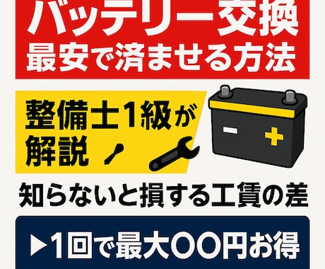 最安で自動車のバッテリー交換する方法を教えます 1級整備士が教えるバッテリー交換。どこで買う？交換？完全攻略 イメージ1