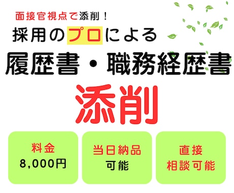 履歴書・職務経歴書をプロが添削します イメージ1