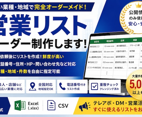 営業リスト・テレアポリストを最短で作成します イメージ1
