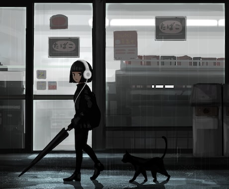 MV用などで使えるイラスト作成します ちょっぴりダークな一枚絵(人物+背景)を作成します！ イメージ1
