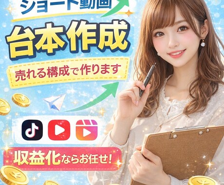 初心者OKショート動画台本を“丸投げ”で作成します TikTok・YouTube・Reels対応 イメージ1