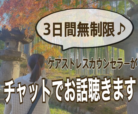 3日間♪ケアストレスカウンセラーがお話聞きます メッセージ回数は無制限！パニック障害9年目が寄り添います♪ イメージ1