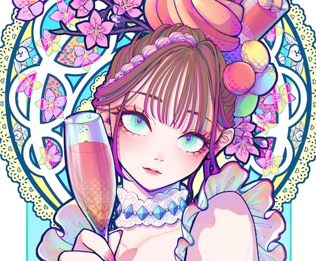 サムネイルや歌ってみたに使える1枚絵を制作します 目を惹く色使いで印象に残るイラストを！ イメージ1