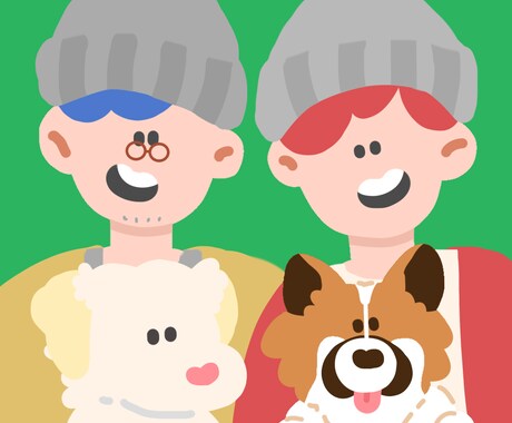ポップな家族の似顔絵描きます