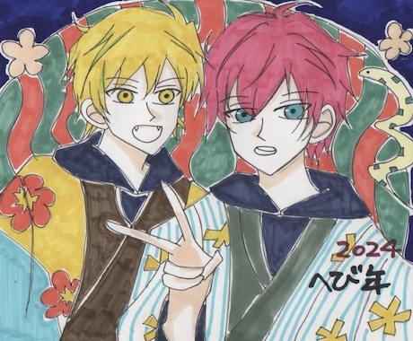 色紙にお好きなイラスト描きます 郵送もOK、データのみでもOK、 イメージ1