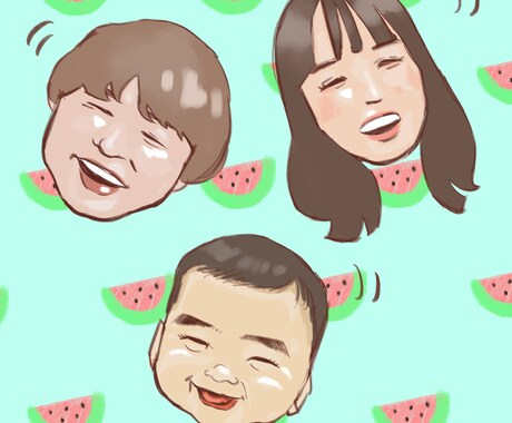 家族の素敵な似顔絵描きます ご結婚、ご出産、カップル、夫婦の記念日などに！ イメージ1