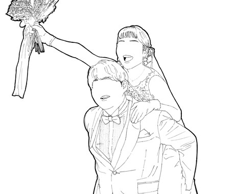 写真を元に線画イラスト化します 目や鼻を省略しリアルではありつつ綺麗めなイラストを作成します イメージ2