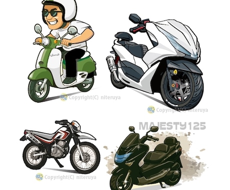 バイクイラスト(デフォルメ調)短納期で作成致します どんなバイクでも対応。プレゼントにも★ イメージ2
