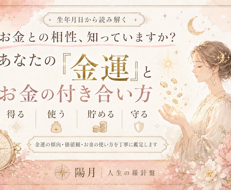 あなたの金運とお金との付き合い方を占います お金の価値観・使い方・貯め方・活かし方を丁寧に鑑定 イメージ1