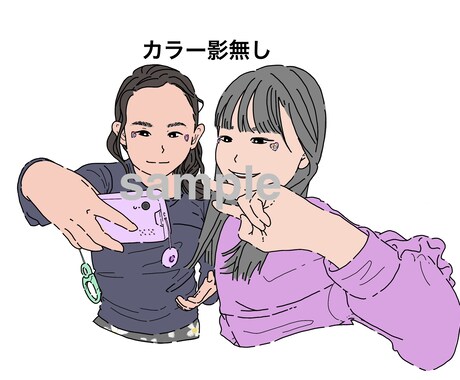 最大5名！似顔絵をシンプルな線画イラストにします お子様や家族の記念写真、カップルイラストなどを記念に！ イメージ2