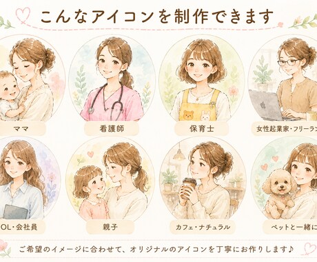 やさしい水彩風SNSアイコンを作成します 女性らしく、やさしい印象のアイコンを制作します イメージ2