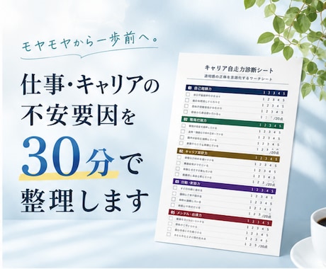 仕事・キャリアの不安要因を30分で整理します キャリア自走力診断シート、セッションで違和感の正体を言語化 イメージ1