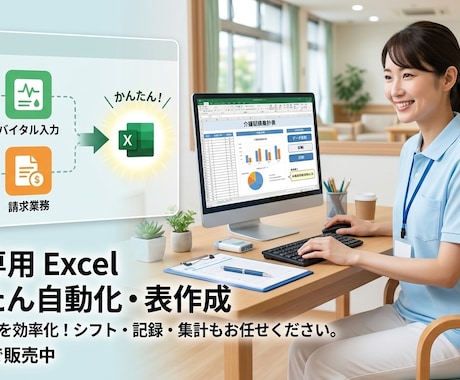 勤務・勤怠・送迎表など介護向けExcel作成します 現場経験を活かし「使いやすい・入力しやすい」Excelを作成 イメージ1