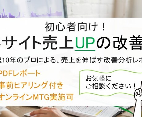 プロが徹底分析！売上UPのための診断書を作成します 複雑な数字を「見える化」！ECのプロが改善点まで丁寧に解説。 イメージ1